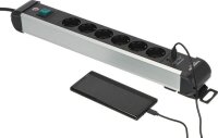 brennenstuhl Premium-Alu-Line 6-fach Steckdosenleiste mit Überspannungsschutz 3,0 m schwarz