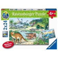Ravensburger Wieso? Weshalb? Warum? Saurier und ihre Lebensräume Puzzle, 2 x 24 Teile