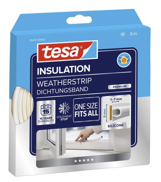 tesa tesamoll® INSULATION Fenster-Dichtungsband weiß 0,9 cm x 6,0 m 1 Rolle