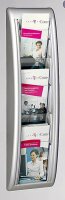 PAPERFLOW Wandprospekthalter Kompakt silber 1/3 DIN A4 5 Fächern 18,0 x 9,0 x 65,5 cm, 1 St.