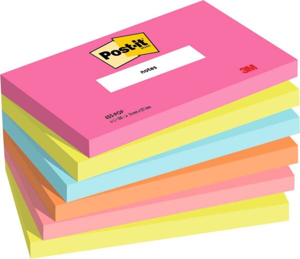 Post-it® Poptimistic Collection Haftnotizen farbsortiert, 6 Blöcke
