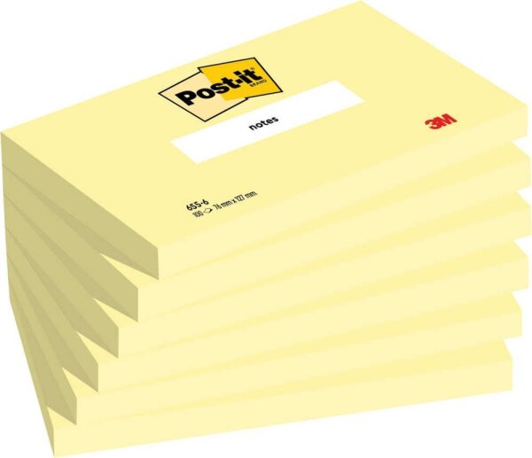 Post-it® Haftnotizen gelb, 6 Blöcke