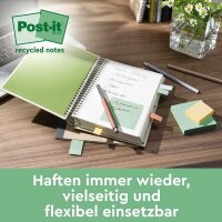 Post-it® Recycling Notes Haftnotizen farbsortiert, 16 Blöcke