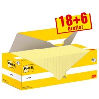 18 + 6 GRATIS: Post-it® Haftnotizen gelb, 18...