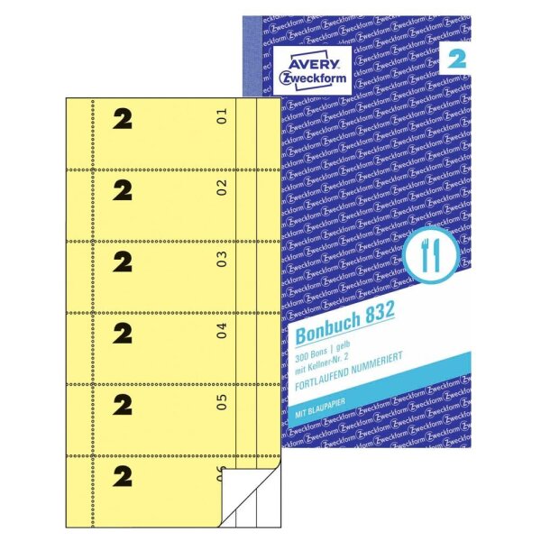 AVERY Zweckform Wertmarken-Block 832 01-300, gelb, 1 St.