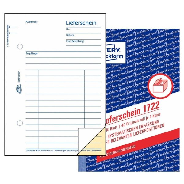 AVERY Zweckform Lieferschein Formularbuch 1722, 1 St.