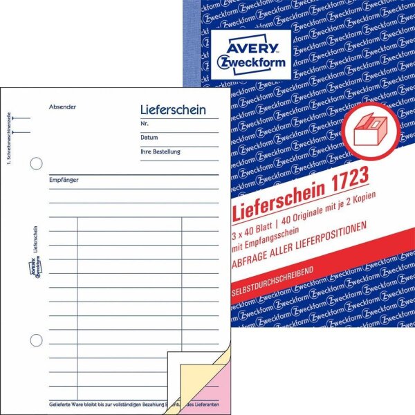 AVERY Zweckform Lieferschein mit Empfangsschein Formularbuch 1723, 1 St.
