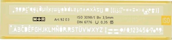 M + R Schriftschablone gelb
