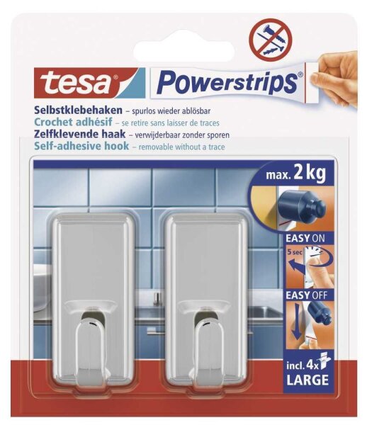 tesa Classic Large Klebehaken für max. 2,0 kg, 2,0 x 5,0 cm, 2 St.