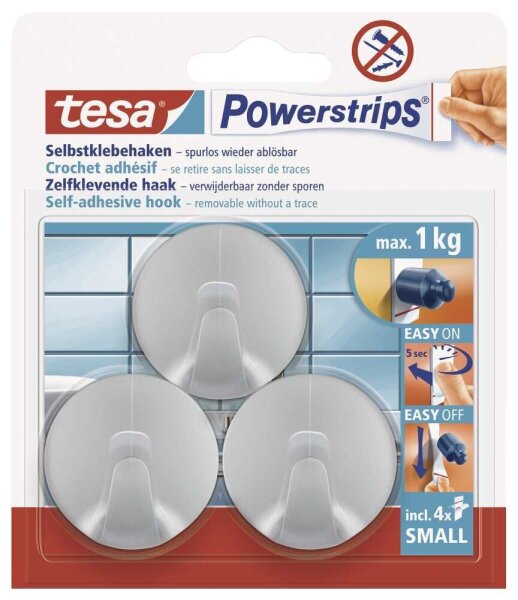 tesa Rund Small Klebehaken für max. 1,0 kg, 1,4 x 3,4 cm, 3 St.