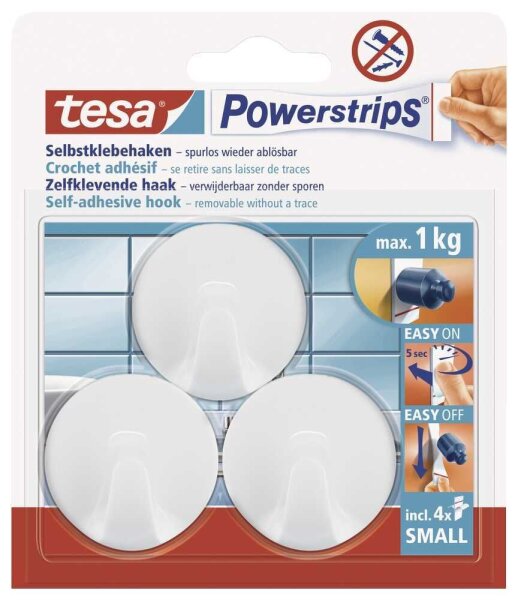 tesa Rund Small Klebehaken für max. 1,0 kg, 1,4 x 3,4 cm, 3 St.