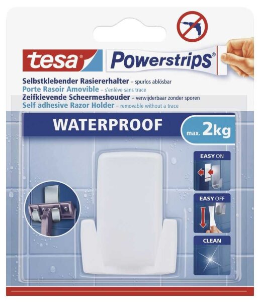 tesa WATERPROOF Large Rasierer Klebehaken für max. 2,0 kg, 2,0 x 5,0 cm, 1 St.