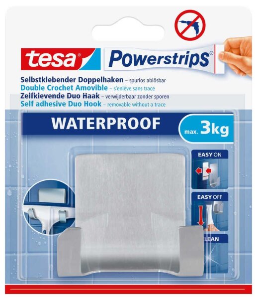 tesa WATERPROOF Doppel Klebehaken für max. 3,0 kg, 2,0 x 5,0 cm, 1 St.