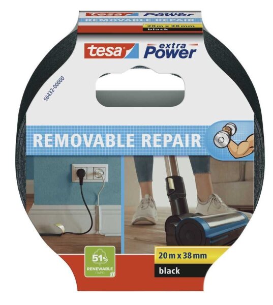 tesa ECO REPAIR Gewebeband schwarz 38,0 mm x 20,0 m 1 Rolle