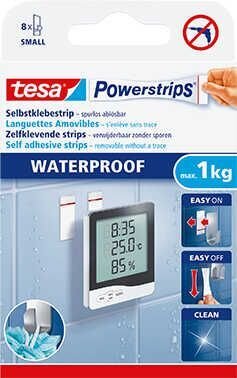 tesa Powerstrips WATERPROOF Klebestreifen für max. 1,0 kg, 1,4 x 3,4 cm, 10 St.