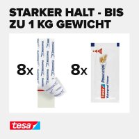 tesa Powerstrips WATERPROOF Klebestreifen für max. 1,0 kg, 1,4 x 3,4 cm, 10 St.