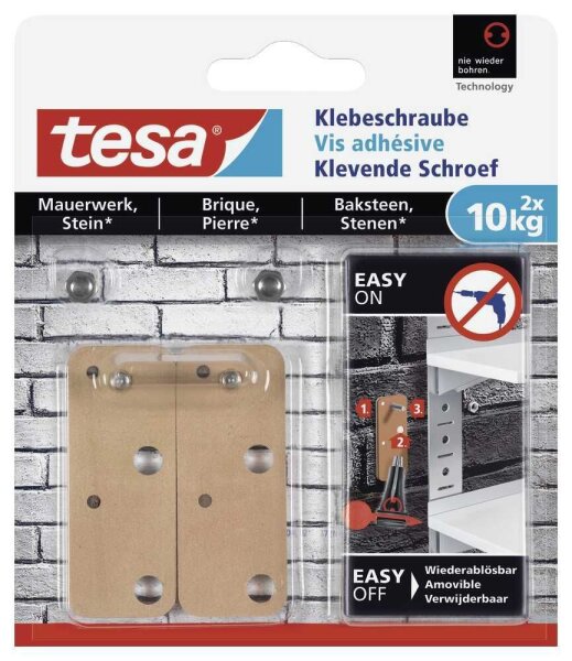 tesa Klebeschraube für max. 10,0 kg, 2,4 x 6,0 cm, 2 St.  ( 77908-00000-00 )