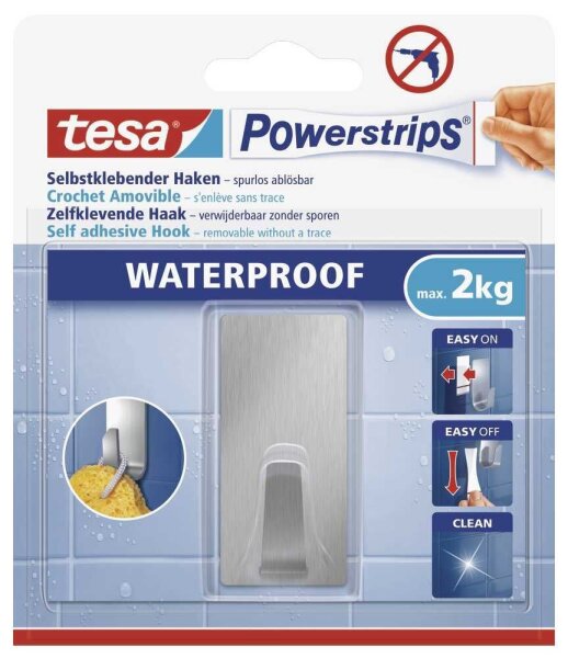 tesa WATERPROOF Large Klebehaken für max. 2,0 kg, 2,0 x 5,0 cm, 2 St.