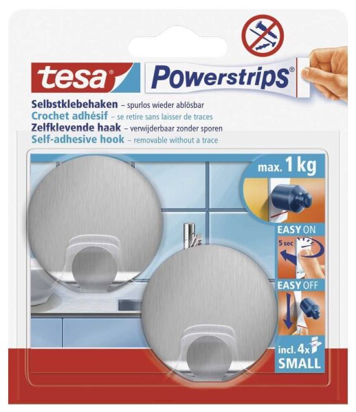 tesa Rund Small Klebehaken für max. 1,0 kg, 1,4 x 3,4 cm, 2 St.