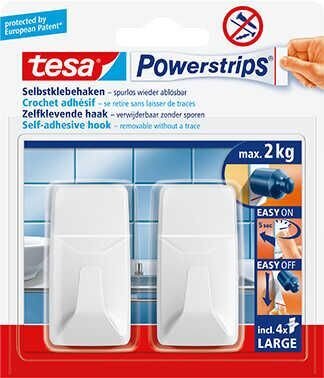 tesa Eckig Large Klebehaken für max. 2,0 kg, 2,0 x 5,0 cm, 2 St.