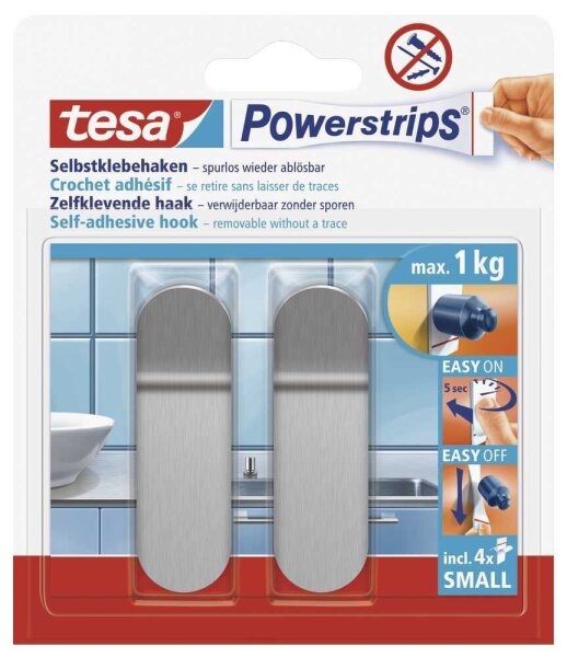 tesa Small Klebehaken für max. 1,0 kg, 1,4 x 3,4 cm, 2 St.