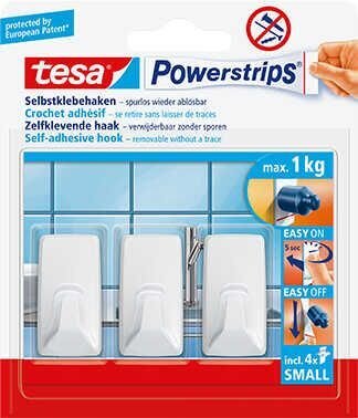 tesa Eckig Small Klebehaken für max. 1,0 kg, 1,4 x 3,4 cm, 3 St.