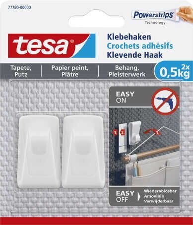 tesa Klebehaken für max. 0,5 kg, 2,0 x 4,5 cm, 2 St.