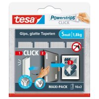 tesa Klettstreifen Powerstrips SMALL Click weiß, 16...