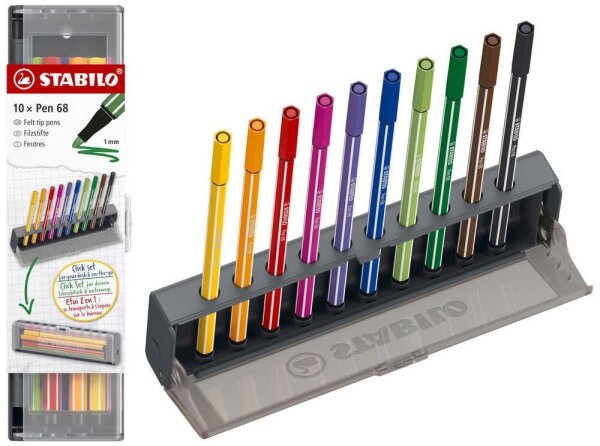 STABILO Pen 68 Filzstifte farbsortiert, 10 St.