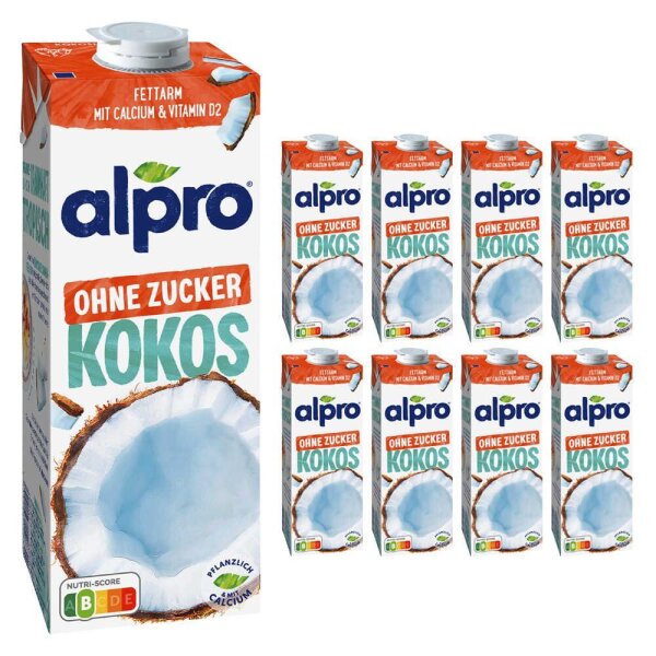 alpro® OHNE ZUCKER Kokosnussdrink 8x 1,0 l
