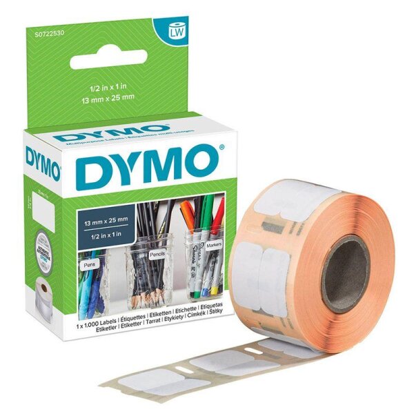 DYMO Etikettenrolle für Etikettendrucker S0722530 weiß, 13,0 x 25,0 mm, 1 x 1.000 Etiketten