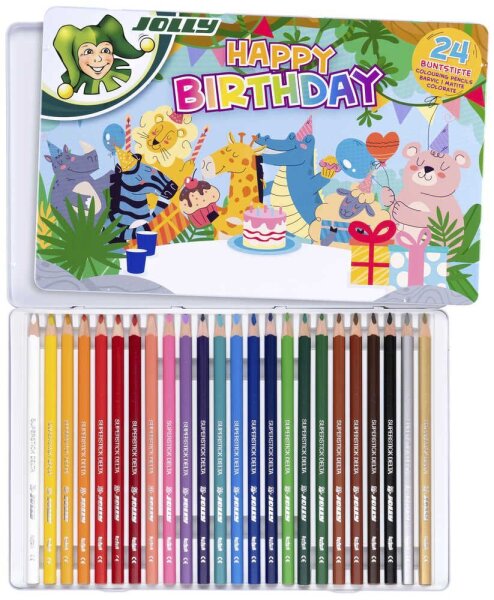 JOLLY Happy Birthday Supersticks Delta Buntstifte farbsortiert, 24 St.