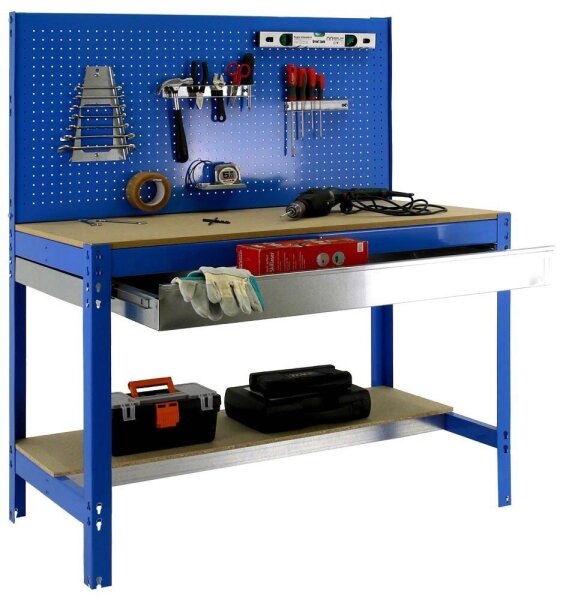 Simonrack Werkbank KIT SIMONWORK BT2 BOX 1200 + Gratis Deutschland-Schal blau 1 Schublade 120,0 x 61,0 x 144,5 cm
