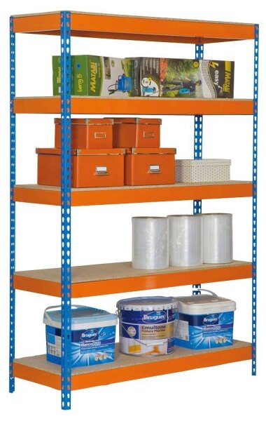 Simonrack Schwerlastregal KIT BRICOFORTE 1006-5 CHIPBOARD 458100040201065 orange, blau 100,0 x 60,0 x 200,0 cm