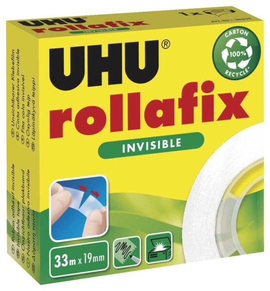 UHU rollafix INVISIBLE Klebefilm matt 19,0 mm x 33,0 m 1 Rolle
