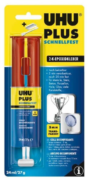 UHU PLUS SCHNELLFEST 2 Komponenten-Kleber 27,0 g, 1 St.