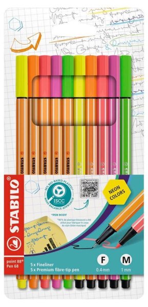 STABILO point 88 und pen 68 Malset farbsortiert, 10 St.