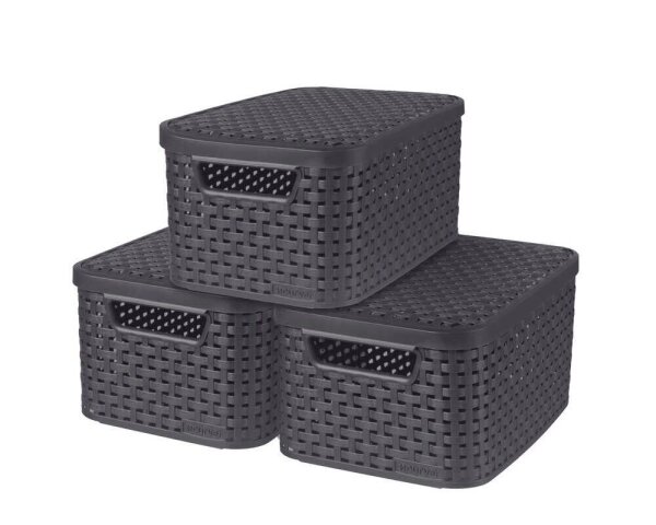 curver STYLE S Aufbewahrungsboxen anthrazit 29,1 x 19,8 x 14,2 cm, 3 St.