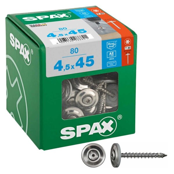 SPAX® Spenglerschrauben T20 Linsensenkkopf A2 4587000450456 4,5 mm x 45 mm, 80 St.