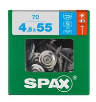 SPAX® Spenglerschrauben T20 Linsensenkkopf A2 4587000450556 4,5 mm x 55 mm, 70 St.