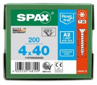 SPAX® Universalschrauben T20 Senkkopf BLANK A2 1197000400403 4 mm x 40 mm, 200 St.