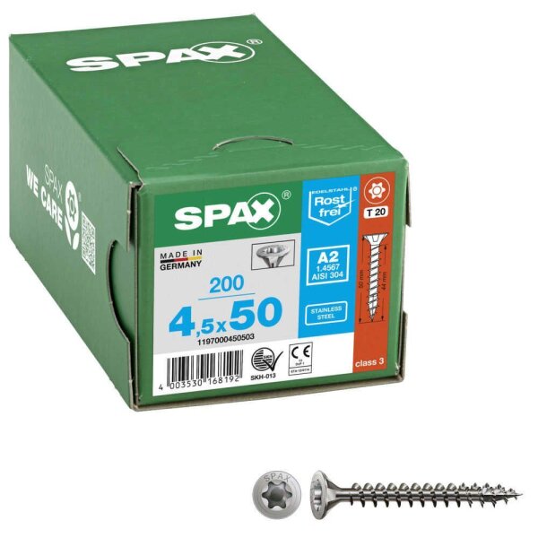 SPAX® Universalschrauben T20 Senkkopf BLANK A2 1197000450503 4,5 mm x 50 mm, 200 St.