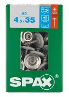 SPAX® Spenglerschrauben T20 Linsensenkkopf A2 4587000450357 4,5 mm x 35 mm, 60 St.