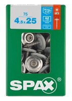 SPAX® Spenglerschrauben T20 Linsensenkkopf A2 4587000450257 4,5 mm x 25 mm, 75 St.