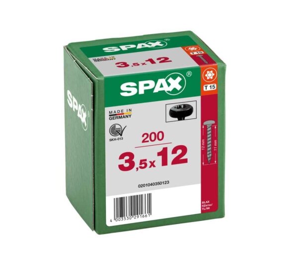 SPAX® Universalschrauben T15 Halbrundkopf BLAX 0201040350123 3,5 mm x 12 mm, 200 St.
