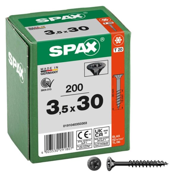 SPAX® Universalschrauben T20 Senkkopf BLAX 0191040350303 3,5 mm x 30 mm, 200 St.