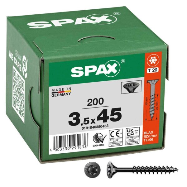 SPAX® Universalschrauben T20 Senkkopf BLAX 0191040350453 3,5 mm x 45 mm, 200 St.