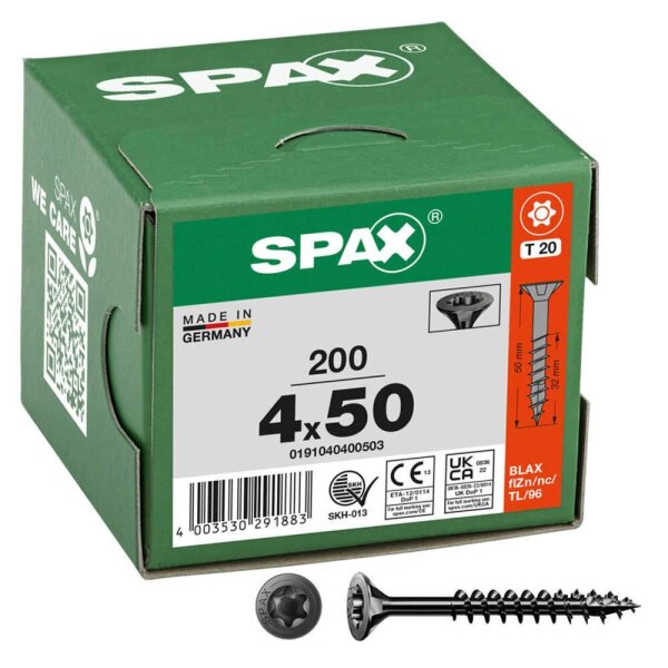 SPAX® Universalschrauben T20 Senkkopf BLAX 0191040400503 4 mm x 50 mm, 200 St.