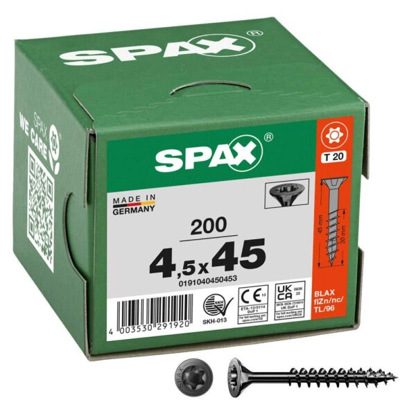 SPAX® Universalschrauben T20 Senkkopf BLAX 0191040450453 4,5 mm x 45 mm, 200 St.