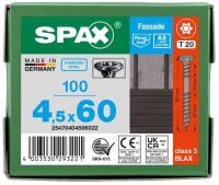 SPAX® Fassadenschrauben T20 Linsensenkkopf BLAX A2 25470404506022 4,5 mm x 60 mm, 100 St.
